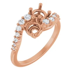 CTW Natural Diamond Semi-Set Two-Stone Engagement Ring