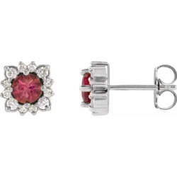 4 mm Round 4-Prong Halo-Style Earring Mounting