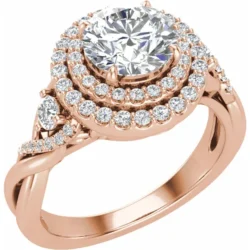 14K Rose 6.5 mm Round 1/2 CTW Lab-Grown Diamond Semi-Set Halo-Style Engagement Ring