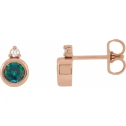 4 mm Natural Pink Tourmaline & .03 CTW Natural Diamond Earrings