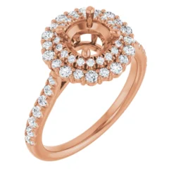 14K Rose 6.5 mm Round 1/2 CTW Natural Diamond Semi-Set Halo-Style Engagement Ring