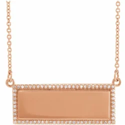 1/6 CTW Natural Diamond Engravable Bar 18" Necklace