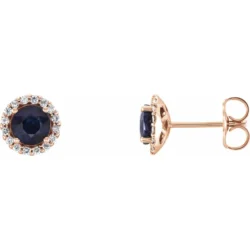 5 mm Natural Blue Sapphire & 1/8 CTW Natural Diamond Earrings