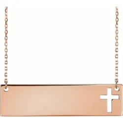 Engravable Pierced Cross Bar 16-18" Necklace
