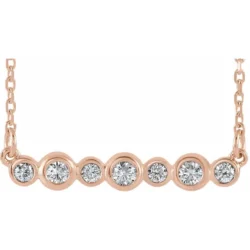 1/5 CTW Natural Diamond Bezel-Set Bar 16-18" Necklace