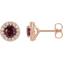 5 mm Lab-Grown Ruby & 1/4 CTW Natural Diamond Earrings