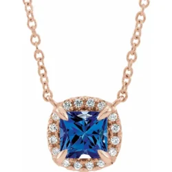 Natural Blue Sapphire & .05 CTW Natural Diamond 18" Necklace
