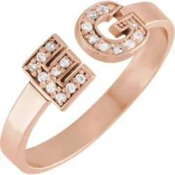 White Personalized Natural Diamond Initial Ring