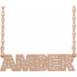 Natural Diamond Single Name Nameplate 18" Necklace