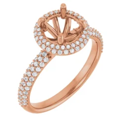 14K Yellow 7.4 mm Round 1/2 CTW Natural Diamond Semi-Set Halo-Style Engagement Ring