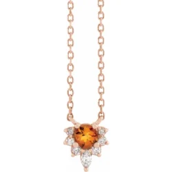 Natural Citrine & .08 CTW Natural Diamond 18" Necklace