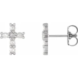 1/5 CTW Rose-Cut Natural Diamond Cross Earings