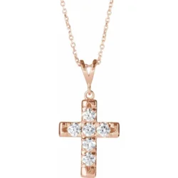 3/4 CTW Natural Diamond French-Set Cross 16-18" Necklace