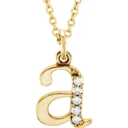 .025 CTW Natural Diamond Lowercase Initial A 16" Necklace