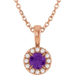 4 mm Natural Amethyst & .05 CTW Natural Diamond 16-18" Necklace