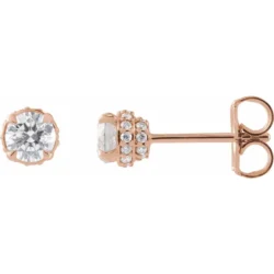 9/10 CTW Natural Diamond Hidden Halo Earrings