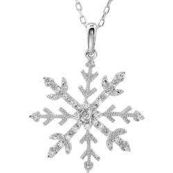 Sterling Silver Imitation White Cubic Zirconia Snowflake 18" Necklace