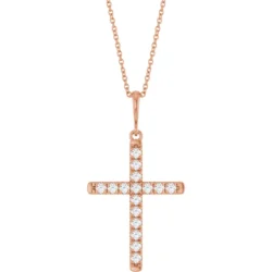 3/8 CTW Lab-Grown Diamond French-Set Cross 16-18" Necklace