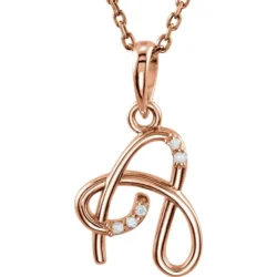 .025 CTW Natural Diamond Initial A 18" Necklace