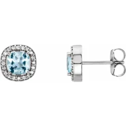 Natural Sky Blue Topaz & 1/10 CTW Natural Diamond Earrings