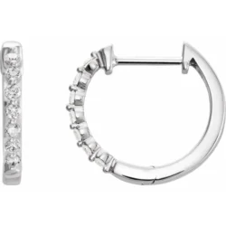 1/5 CTW Natural Diamond Hinged 15.25 mm Hoop Earrings