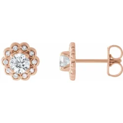 5/8 CTW Natural Diamond Halo-Style Earrings