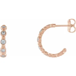 3/8 CTW Natural Diamond Beaded Hoop Earrings