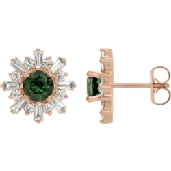 Natural Green Tourmaline & 3/4 CTW Natural Diamond Earrings