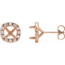 5x5 mm Cushion 1/5 CTW Natural Diamond Semi-Set Earrings
