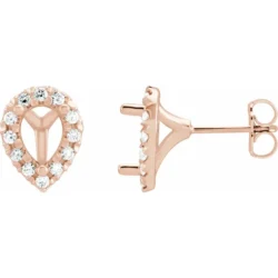 7x5 mm Pear 1/3 CTW Natural Diamond Semi-Set Halo-Style Earrings