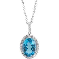 Natural Swiss Blue Topaz & 3/8 CTW Natural Diamond 18" Necklace