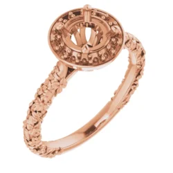 6.5 mm Round Floral Halo-Style Engagement Ring Mounting