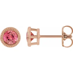 4 mm Lab-Grown Alexandrite Beaded Bezel-Set Earrings