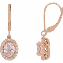 Natural Pink Morganite & 1/8 CTW Natural Diamond Earrings