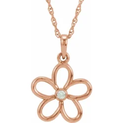 .03 CT Natural Diamond Flower 18" Necklace
