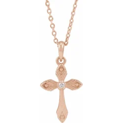 .015 CT Natural Diamond Cross 16-18" Necklace