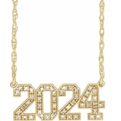 Natural Diamond 3-4 Numeral 16-18" Necklace