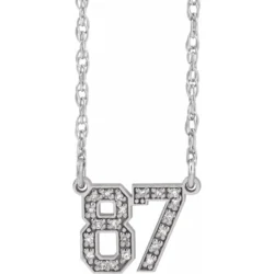 Sterling Silver Natural Diamond 1-2 Numeral 16-18" Necklace