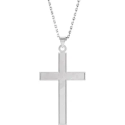 White 21.5x12 mm Cross 18" Necklace