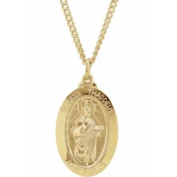 24K Yellow Gold-Plated 29x18 mm St. Jude 24" Necklace