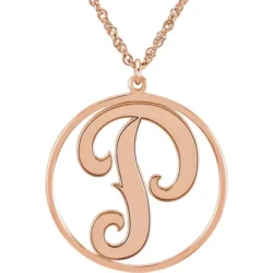 20 mm 1-Initial Script Monogram 18" Necklace