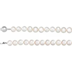 Sterling Silver Cultured White Freshwater Pearl 18" Necklace