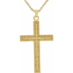 14K White 20.5x12 mm Cross 18" Necklace