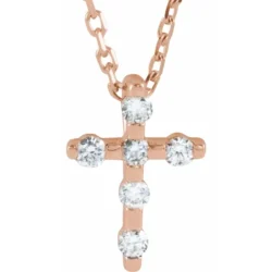 .08 CTW Natural Diamond Cross 16-18" Necklace