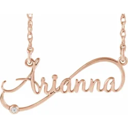 .015 CT Natural Diamond Infinity-Inspired Script Single Name 18" Necklace
