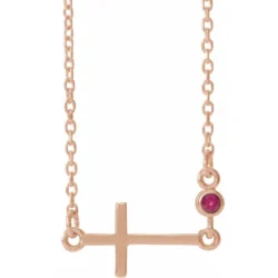 .03 CTW Natural Diamond Sideways Cross 16-18" Necklace