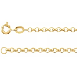 14K Yellow 2.5 mm Hollow Diamond-Cut Rolo 16" Chain