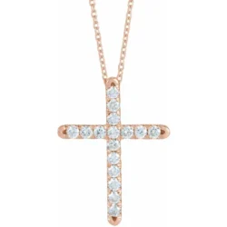 1/2 CTW Lab-Grown Diamond French-Set Cross 16-18" Necklace