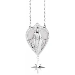 Sterling Silver 23.8x15.7 mm Miraculous Mary 16" Necklace Item # R45413:109:P Share