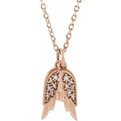 .03 CTW Natural Diamond Angel Wings 16-18" Necklace